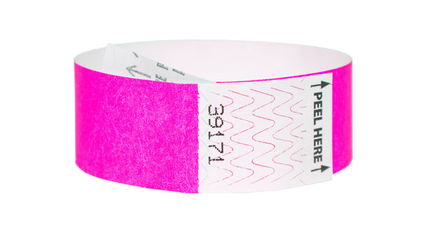 Event Wristbands Tyvek Stock Tab Free Neon Pink / 500 1" Tab Free  Tyvek Wristbands - Solid Colors