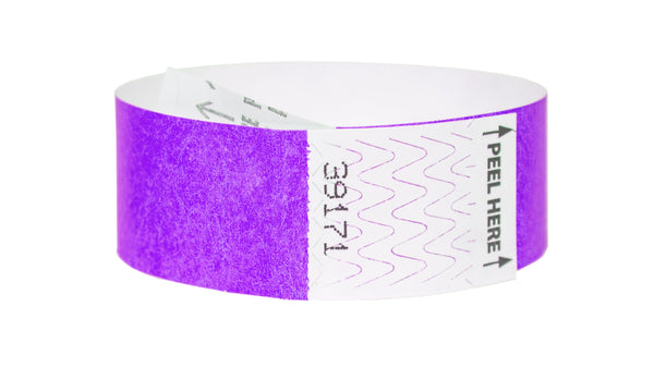 Event Wristbands Tyvek Stock Tab Free Purple / 500 1" Tab Free  Tyvek Wristbands - Solid Colors