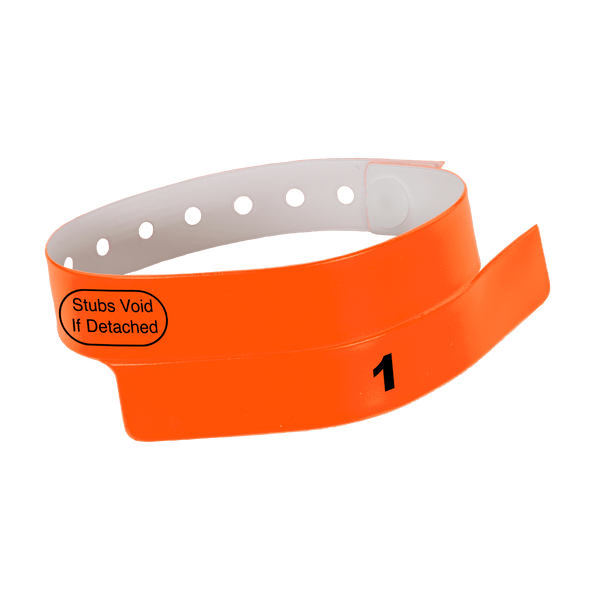 Event Wristbands Vinyl Tear-Off Tab 1 Tab / Neon Orange / 500 Tear-Off Tab Wristbands