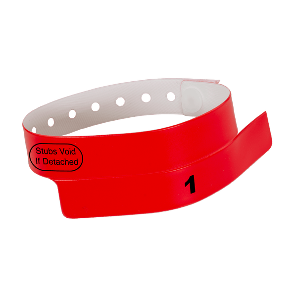 Event Wristbands Vinyl Tear-Off Tab 1 Tab / Neon Red / 500 Tear-Off Tab Wristbands