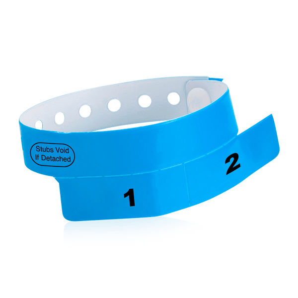 Event Wristbands Vinyl Tear-Off Tab 2 Tab / Neon Blue / 500 Tear-Off Tab Wristbands