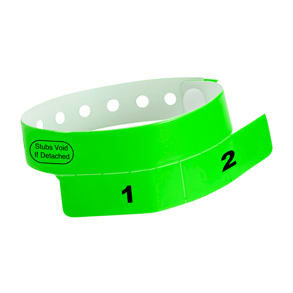 Event Wristbands Vinyl Tear-Off Tab 2 Tab / Neon Green / 500 Tear-Off Tab Wristbands