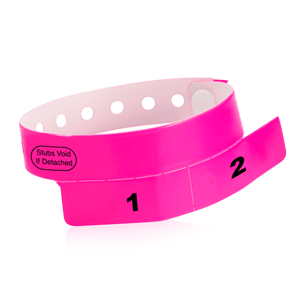 Event Wristbands Vinyl Tear-Off Tab 2 Tab / Neon Pink / 500 Tear-Off Tab Wristbands