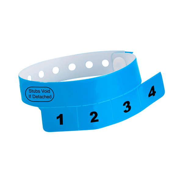 Event Wristbands Vinyl Tear-Off Tab 4 Tab / Neon Blue / 500 Tear-Off Tab Wristbands