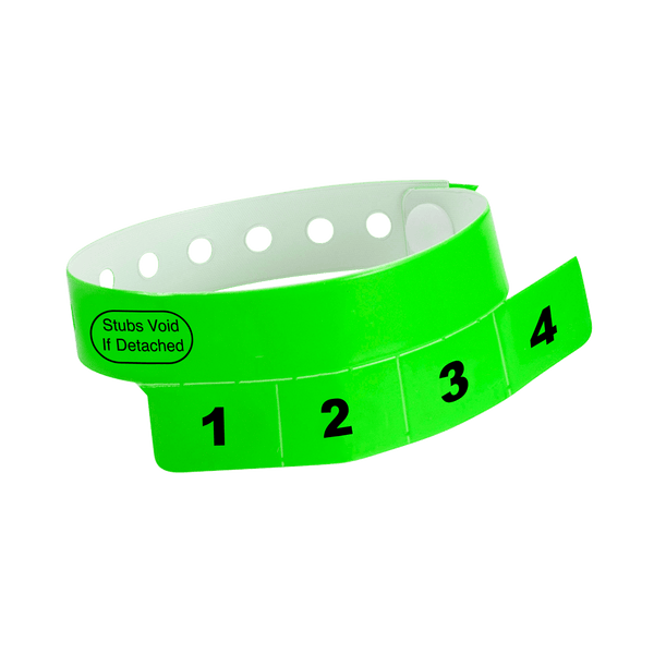 Event Wristbands Vinyl Tear-Off Tab 4 Tab / Neon Green / 500 Tear-Off Tab Wristbands