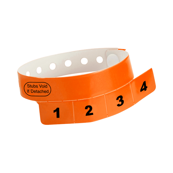 Event Wristbands Vinyl Tear-Off Tab 4 Tab / Neon Orange / 500 Tear-Off Tab Wristbands