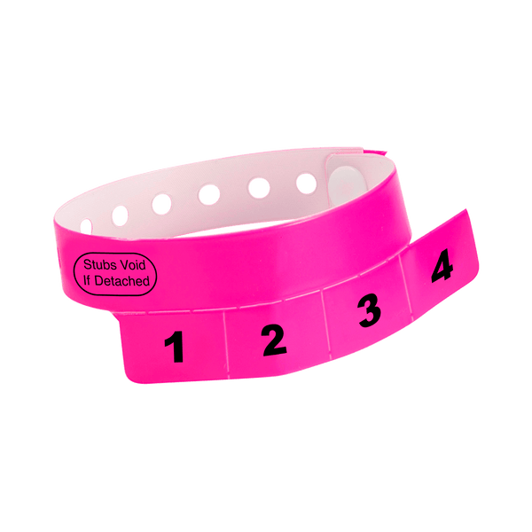 Event Wristbands Vinyl Tear-Off Tab 4 Tab / Neon Pink / 500 Tear-Off Tab Wristbands