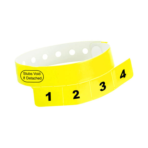 Event Wristbands Vinyl Tear-Off Tab 4 Tab / Neon Yellow / 500 Tear-Off Tab Wristbands