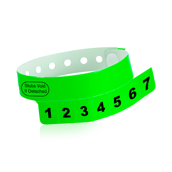 Event Wristbands Vinyl Tear-Off Tab 7 Tab / Neon Green / 500 Tear-Off Tab Wristbands