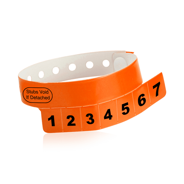 Event Wristbands Vinyl Tear-Off Tab 7 Tab / Neon Orange / 500 Tear-Off Tab Wristbands