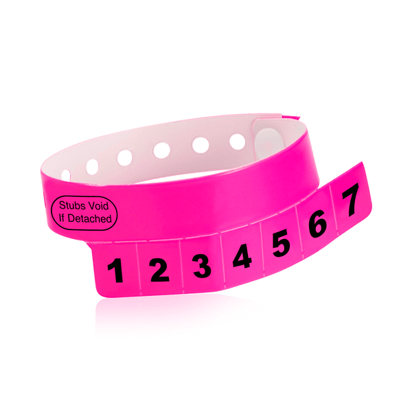 Event Wristbands Vinyl Tear-Off Tab 7 Tab / Neon Pink / 500 Tear-Off Tab Wristbands