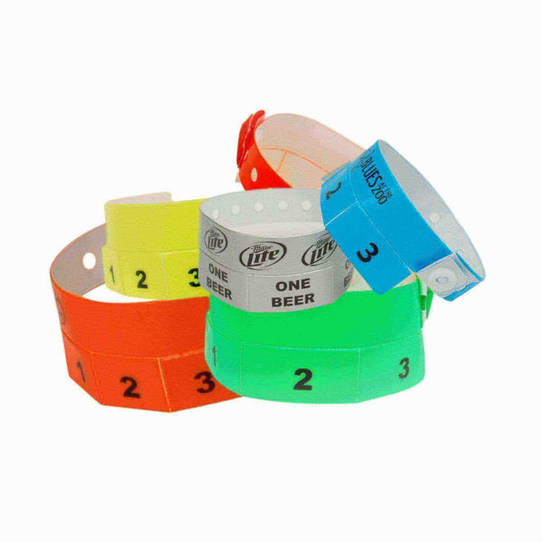 Event Wristbands Custom Vinyl Tear-Off Tab 500 Count Custom Tear-Off Tab Plastic Event Wristbands - 10 Tab