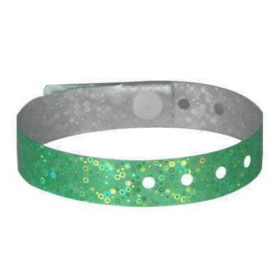 Event Wristbands Holographic Plastic 100 / Neon Green 3/4" Holographic Plastic Wristbands - Solid Colors