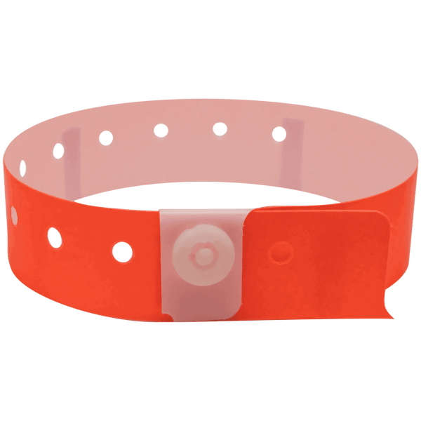 Event Wristbands Plastic Stock - Solid 100 / Neon Orange Plastic Wristbands Solid Colors