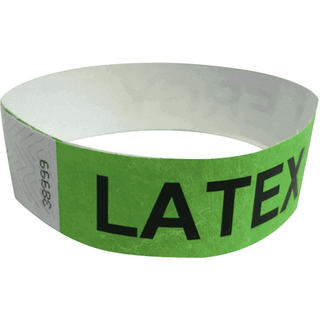 Event Wristbands Tyvek - Medical Alerts Latex Allergy / Neon Green / 100 Medical Alert Bracelets