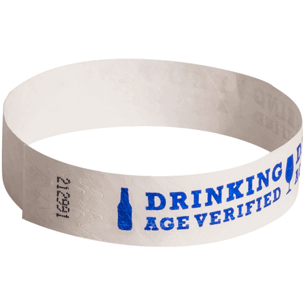 Event Wristbands Tyvek Stock - Age Verified Drinking Age-Verified / Blue / 100 Drinking Age-Verified Wristbands