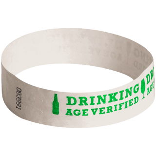 Event Wristbands Tyvek Stock - Age Verified Drinking Age-Verified / Green / 100 Drinking Age-Verified Wristbands
