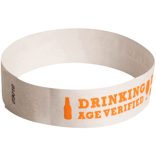 Event Wristbands Tyvek Stock - Age Verified Drinking Age-Verified / Orange / 100 Drinking Age-Verified Wristbands