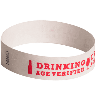 Event Wristbands Tyvek Stock - Age Verified Drinking Age-Verified / Red / 100 Drinking Age-Verified Wristbands