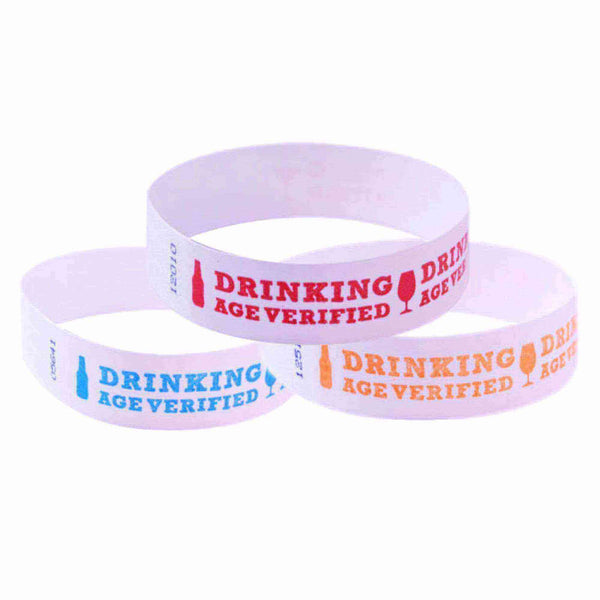 Event Wristbands Tyvek Stock - Age Verified Drinking Age-Verified Wristbands