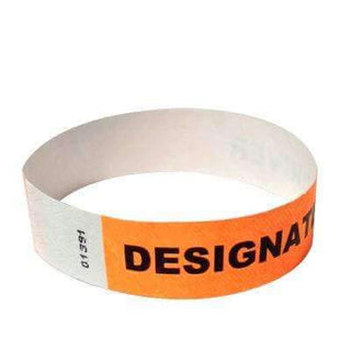 Event Wristbands Tyvek Stock - Designated Driver 100 / Designated Driver / Neon Orange 3/4