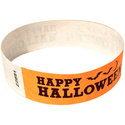 Event Wristbands Tyvek Stock - Holiday Happy Halloween / Neon Orange / 100 3/4