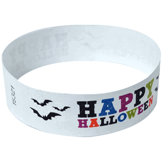 Event Wristbands Tyvek Stock - Holiday Happy Halloween / White / 100 3/4