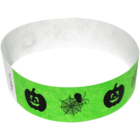 Event Wristbands Tyvek Stock - Holiday Spider Web / Neon Green / 100 3/4