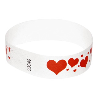 Event Wristbands Tyvek Stock - Holiday Valentine's Day / White / 100 Valentine's Day Event Wristbands & Event Bracelets