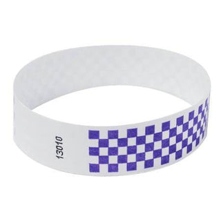 Event Wristbands Tyvek Stock - Pre-Printed Checkerboard / Purple / 100 3/4