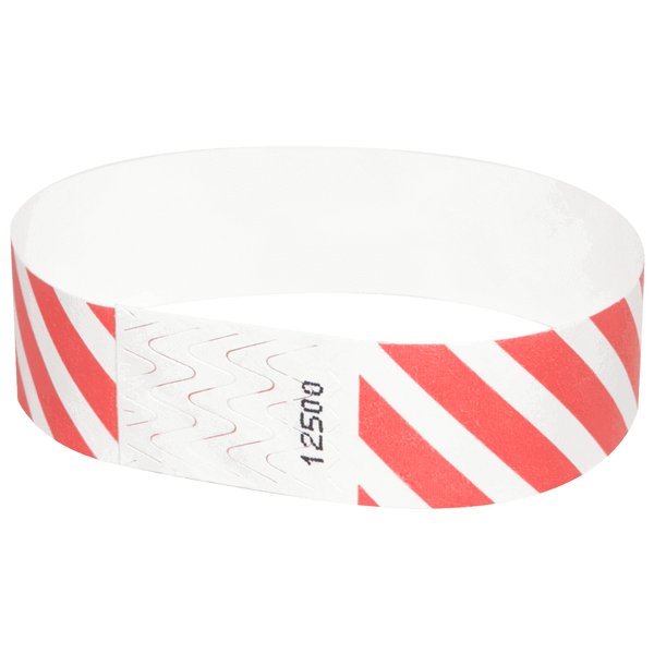 Event Wristbands Tyvek Stock - Pre-Printed Diagonal / Bright Red / 100 3/4