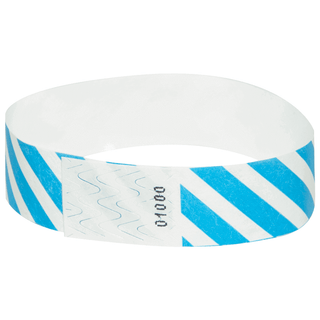 Event Wristbands Tyvek Stock - Pre-Printed Diagonal / Neon Blue / 100 3/4