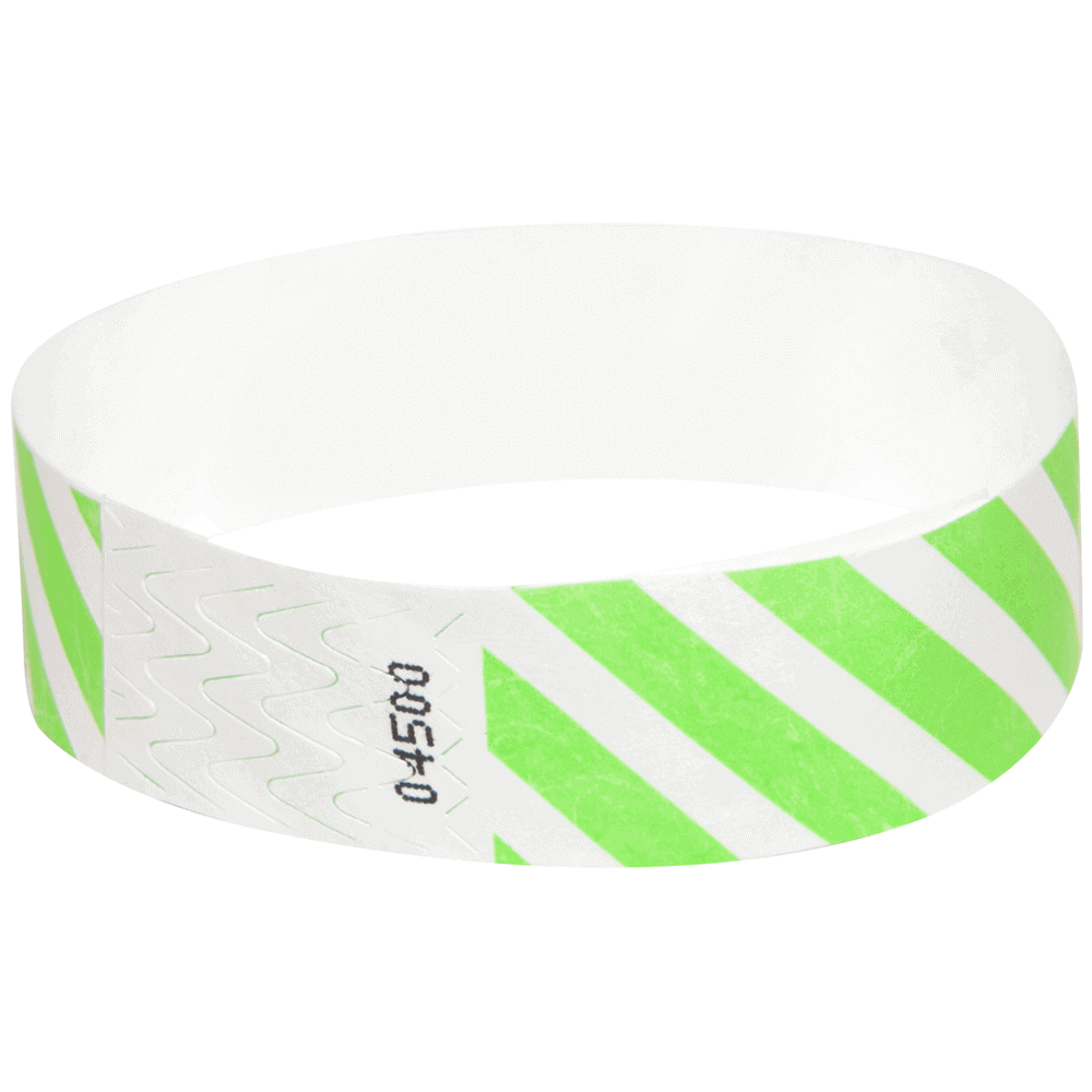 Event Wristbands Tyvek Stock - Pre-Printed Diagonal / Neon Green / 100 3/4