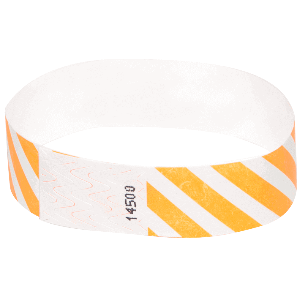 Event Wristbands Tyvek Stock - Pre-Printed Diagonal / Neon Orange / 100 3/4
