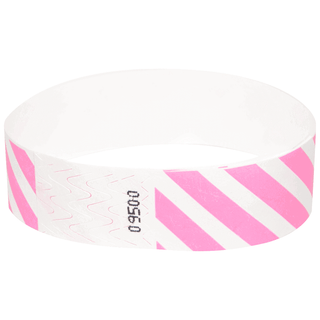 Event Wristbands Tyvek Stock - Pre-Printed Diagonal / Neon Pink / 100 3/4