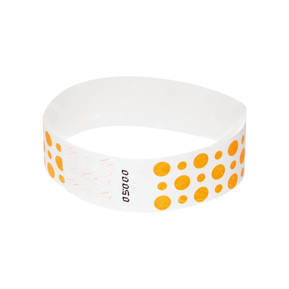 Event Wristbands Tyvek Stock - Pre-Printed Dots / Neon Orange / 100 3/4