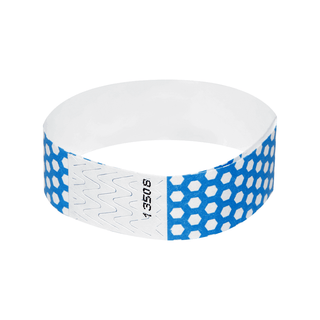 Event Wristbands Tyvek Stock - Pre-Printed Honey Comb / Neon Blue / 100 3/4