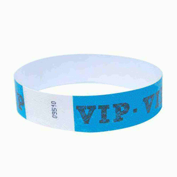 Event Wristbands Tyvek Stock - Pre-Printed VIP / Bright Blue / 100 VIP Access Wristbands