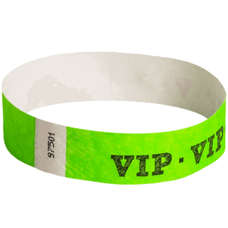 Event Wristbands Tyvek Stock - Pre-Printed VIP / Neon Green / 100 VIP Access Wristbands