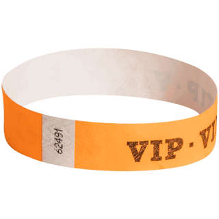 Event Wristbands Tyvek Stock - Pre-Printed VIP / Neon Orange / 100 VIP Access Wristbands