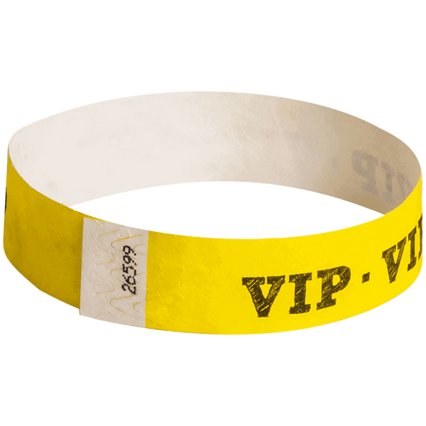 Event Wristbands Tyvek Stock - Pre-Printed VIP / Neon Yellow / 100 VIP Access Wristbands