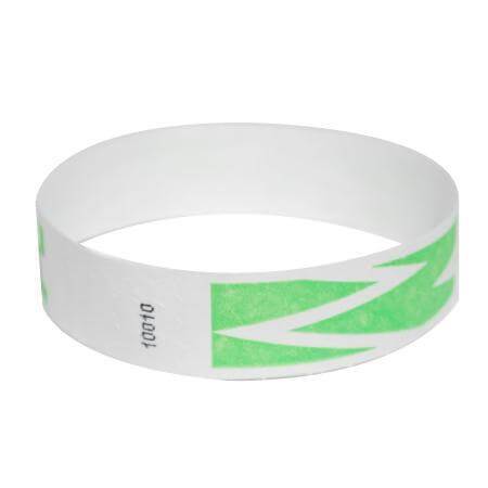 Event Wristbands Tyvek Stock - Pre-Printed Zig Zag / Neon Green / 100 3/4