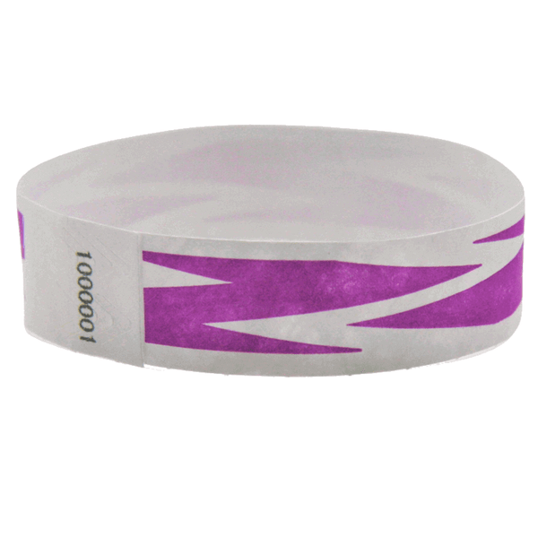 Event Wristbands Tyvek Stock - Pre-Printed Zig Zag / Purple / 100 3/4