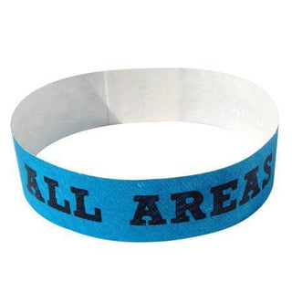 Event Wristbands Tyvek Stock - PrePrinted Access All Areas / Neon Blue / 100 Security Access Wristbands
