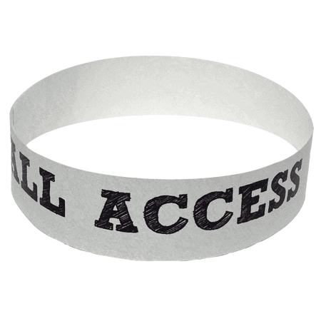 Event Wristbands Tyvek Stock - PrePrinted Access All Areas / Silver / 100 Security Access Wristbands
