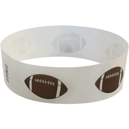 Event Wristbands Tyvek Stock - PrePrinted Football / White / 100 Pre-Printed Sports Wristbands