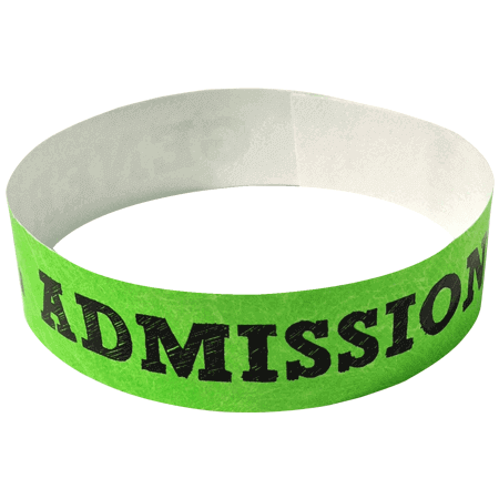 Event Wristbands Tyvek Stock - PrePrinted General Admission / Neon Green / 100 Security Access Wristbands