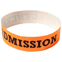 Event Wristbands Tyvek Stock - PrePrinted General Admission / Neon Orange / 100 Security Access Wristbands