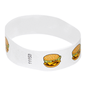 Event Wristbands Tyvek Stock - PrePrinted Hamburger / White / 100 Pre-Printed Food Wristbands