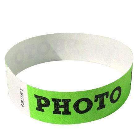 Event Wristbands Tyvek Stock - PrePrinted Photo / Neon Green / 100 Security Access Wristbands